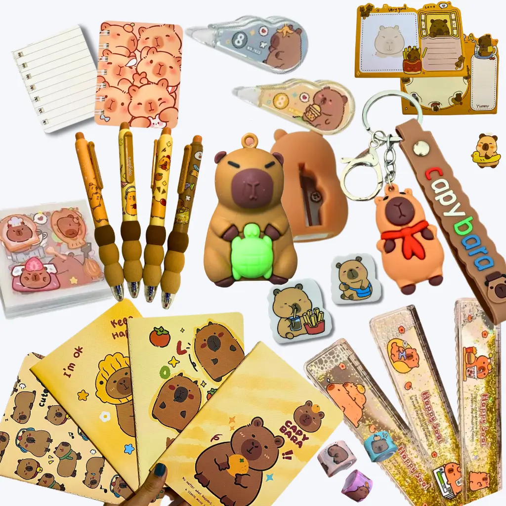 Kit Capivara Fofos Papelaria Kawaii Criativa Presente